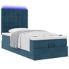 vidaXL Cadre de lit ottoman avec matelas bleu fonc&eacute; 90x190 cm velours
