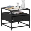 vidaXL Table basse avec dessus en verre noir 50x50x45 cm acier