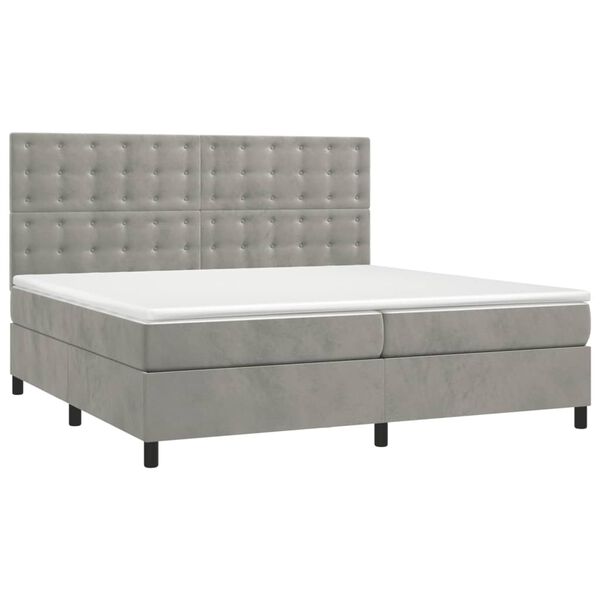 vidaXL Sommier &agrave; lattes de lit et matelas Gris clair 200x200cm Velours