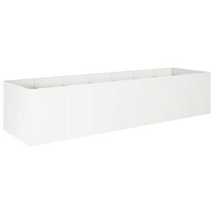 vidaXL Cache-pot de jardin Blanc 280 x 80 x 60 cm Acier lamin&eacute; &agrave; froid