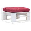 vidaXL Repose-pied palette de jardin avec coussin rouge Blanc Bois