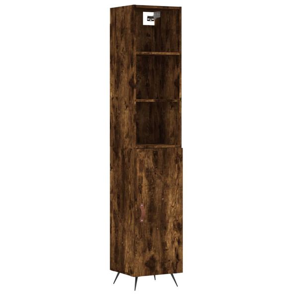 vidaXL Buffet haut Ch&ecirc;ne fum&eacute; 34,5x34x180 cm Bois d'ing&eacute;nierie