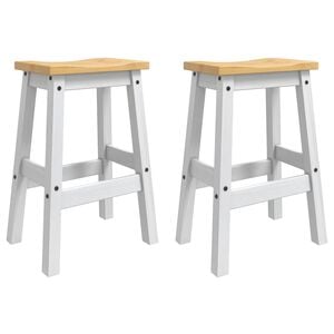 VidaXL Tabouret de bar 2 pcs Blanc et Cire de Miel 44 x 30 x 63 cm