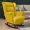 vidaXL Fauteuil à bascule à oreilles en velours jaune bois massif