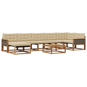 vidaXL Ensemble de canap&eacute;s d'ext&eacute;rieur 8 pcs Naturel et Beige