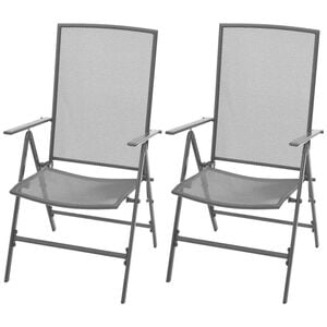 vidaXL Chaises pliantes empilables, lot de 2, gris acier