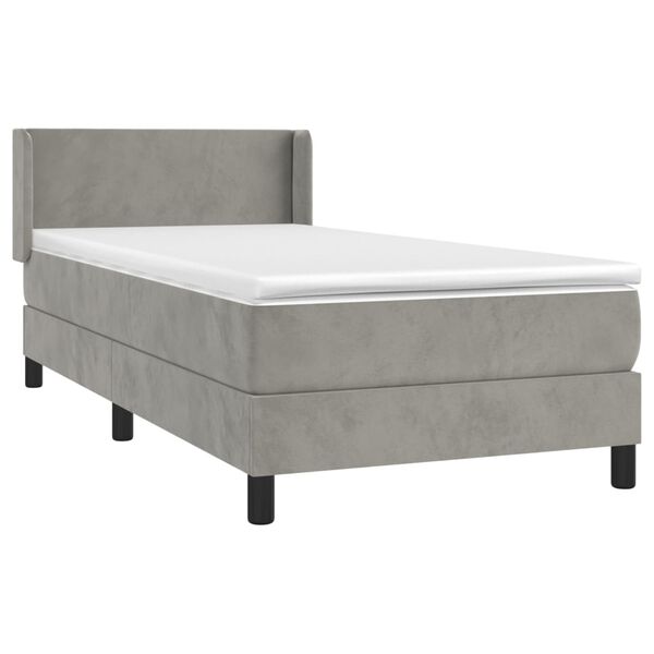 vidaXL Sommier &agrave; lattes de lit et matelas Gris clair 100x200cm Velours