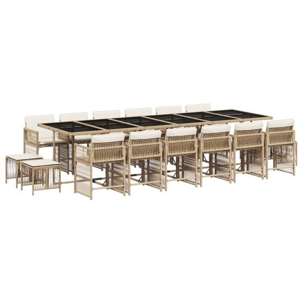 vidaXL Ensemble &agrave; manger de jardin et coussins 17 pcs beige