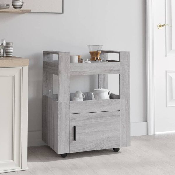 vidaXL Chariot de cuisine Sonoma gris 60x45x80 cm Bois d'ingénierie