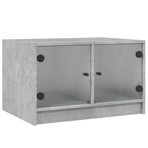 vidaXL Table basse avec portes en verre gris b&eacute;ton 68x50x42 cm