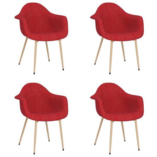 vidaXL Chaises &agrave; manger lot de 4 rouge bordeaux tissu
