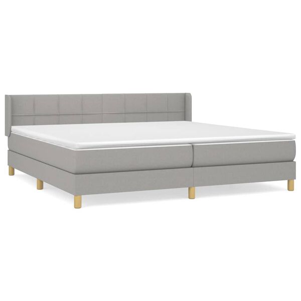 vidaXL Sommier &agrave; lattes de lit avec matelas Gris clair 200x200cm Tissu