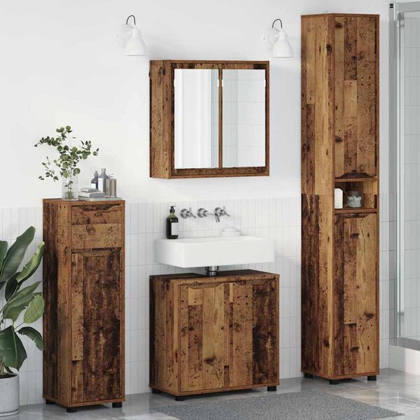 vidaXL Ensemble de mobilier de salle de bain 4 pcs Bois Ancien