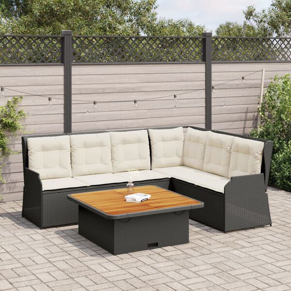 vidaXL Salon de jardin 5 pcs avec coussins Noir R&eacute;sine tress&eacute;e