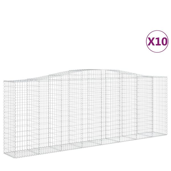 vidaXL Paniers &agrave; gabions arqu&eacute;s 10 pcs 400x50x140/160 cm Fer galvanis&eacute;