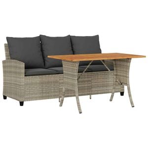 vidaXL Canap&eacute; de jardin 3places coussins et table gris clair polyrotin