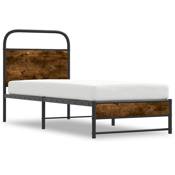 vidaXL Cadre de lit sans matelas 80x200cm ch&ecirc;ne fum&eacute; bois d'ing&eacute;nierie