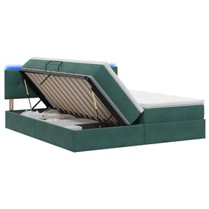 vidaXL Lit de rangement LED avec matelas Vert fonc&eacute; 180 x 200 cm