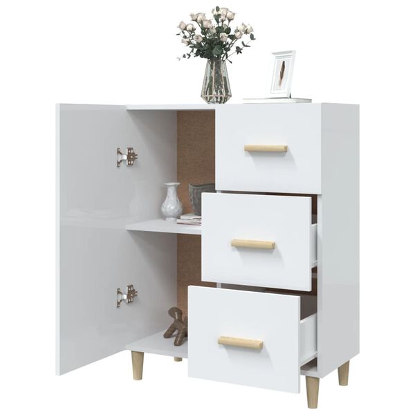 vidaXL Buffet Blanc brillant 69,5x34x90 cm Bois d'ing&eacute;nierie