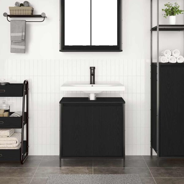 vidaXL Meuble vasque de salle de bain noir 60x34,5x60 cm