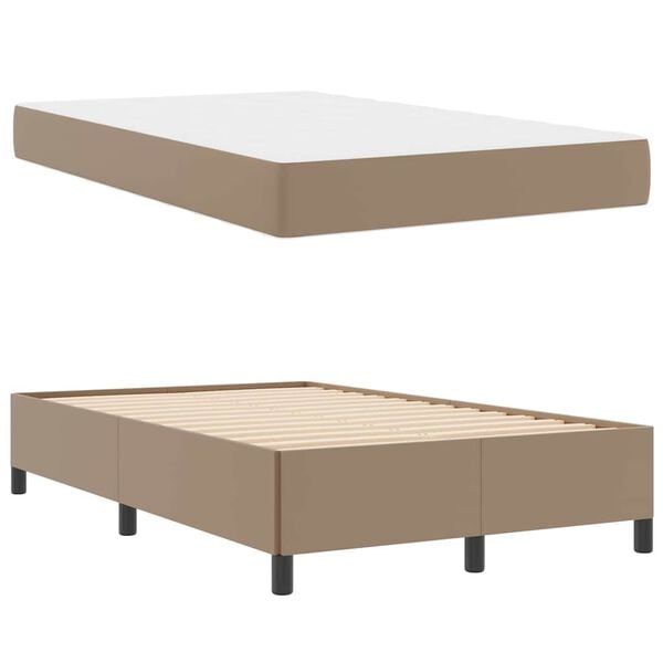 vidaXL Cadre de lit avec matelas Cappuccino 120 x 190 cm tissu