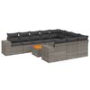 vidaXL Salon de jardin 11 pcs avec coussins gris r&eacute;sine tress&eacute;e