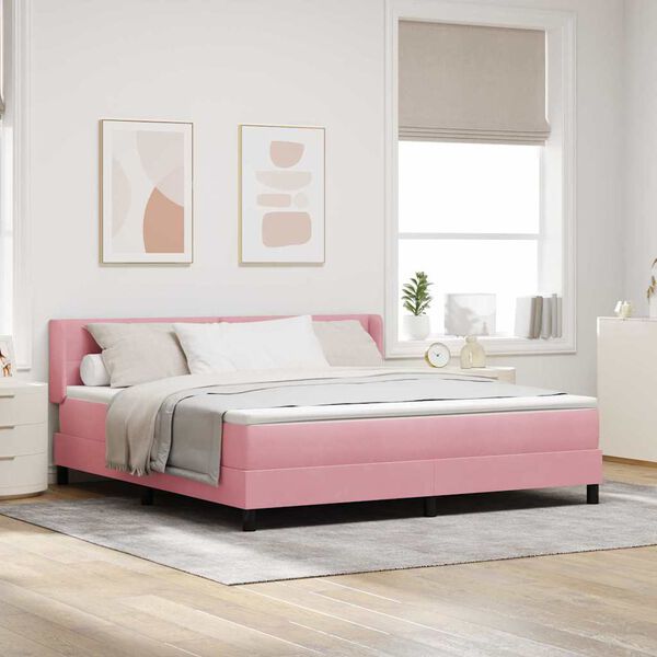 vidaXL Lit &agrave; ressorts avec matelas Rose 200 x 180 cm Velours