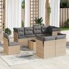 vidaXL Salon de jardin avec coussins 9 pcs beige r&eacute;sine tress&eacute;e