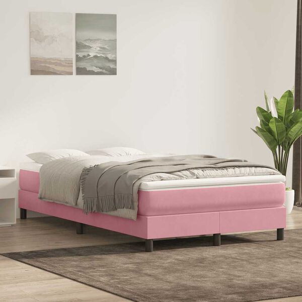 vidaXL Sommier à lattes de lit avec matelas rose 120x210 cm velours