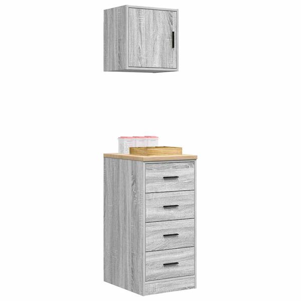 vidaXL Armoires de garage 2 pcs gris b&eacute;ton bois d'ing&eacute;nierie