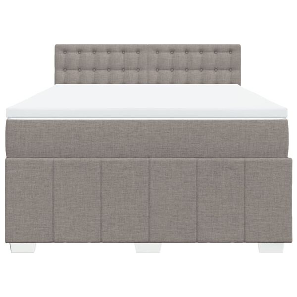 vidaXL Sommier &agrave; lattes de lit avec matelas Taupe 140x200 cm Tissu