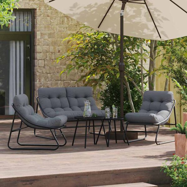 vidaXL Mobilier de jardin 3 pcs Noir Acier enduit de poudre