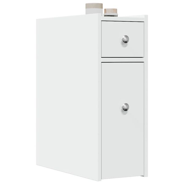 vidaXL Armoire de salle de bain &eacute;troite avec roulettes blanc