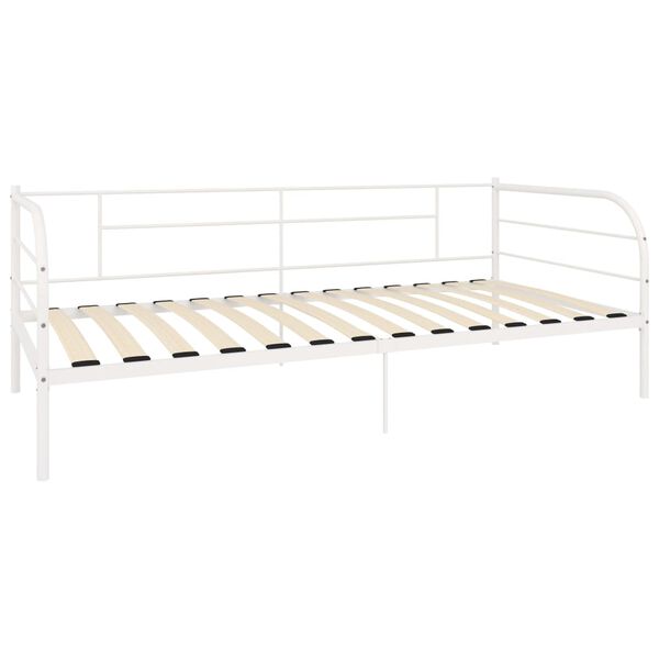 vidaXL Cadre de lit de jour sans matelas blanc m&eacute;tal 90x200 cm