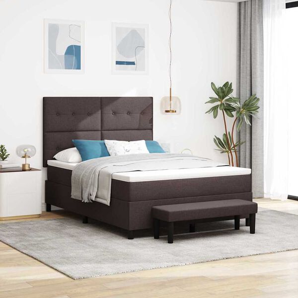 vidaXL Lit &agrave; ressorts avec matelas Marron fonc&eacute; 160 x 200 cm tissu