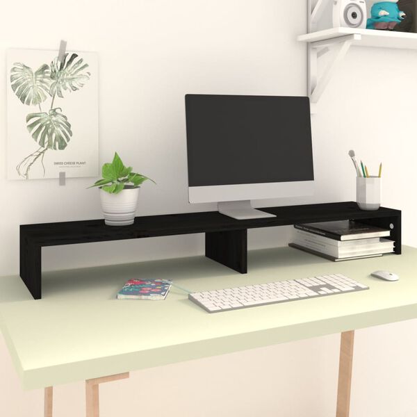 vidaXL Support de moniteur Noir 110x23,5x9 cm Bois d'ingénierie