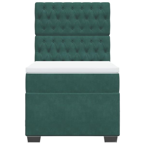 vidaXL Sommier &agrave; lattes de lit avec matelas Vert fonc&eacute; 90x200 cm