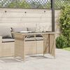 vidaXL Table de jardin avec dessus en verre beige 110x68x70 cm rotin