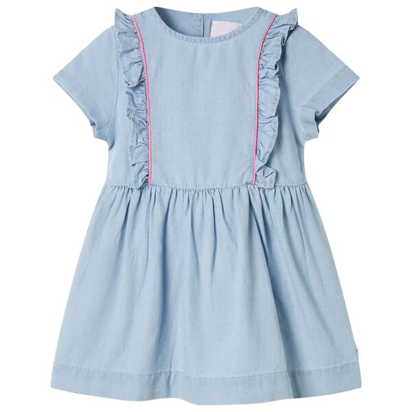 Robe pour enfants à volants bleu doux 104