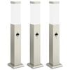 vidaXL Bornes lumineuses avec d&eacute;tecteur lot de 3 50 cm acier inoxydable IP44