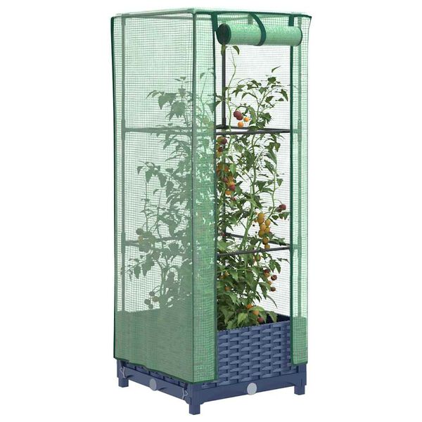 vidaXL Jardinière surélevée avec housse aspect rotin 40x40x123 cm