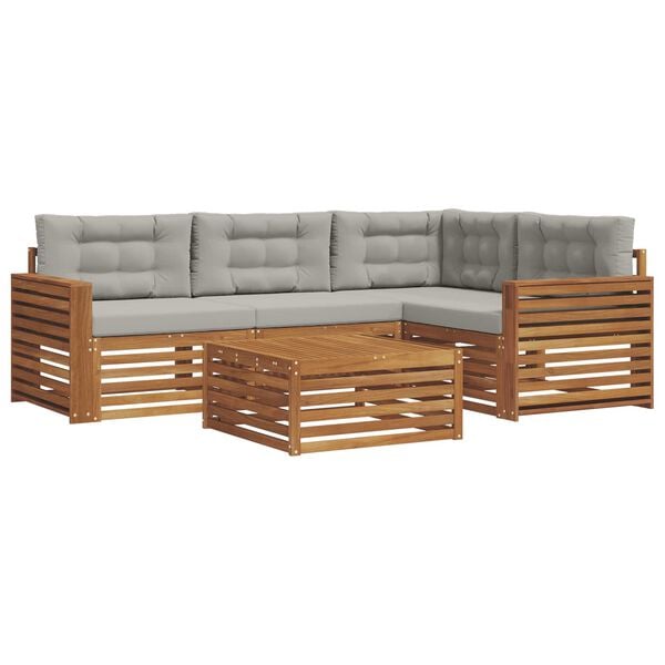 vidaXL Ensemble de canap&eacute;s d'ext&eacute;rieur 5 pcs Gris Naturel et Clair