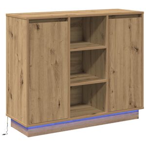 vidaXL Buffet LED Ch&ecirc;ne artisanal 90 x 32 x 75 cm Bois d'ing&eacute;nierie