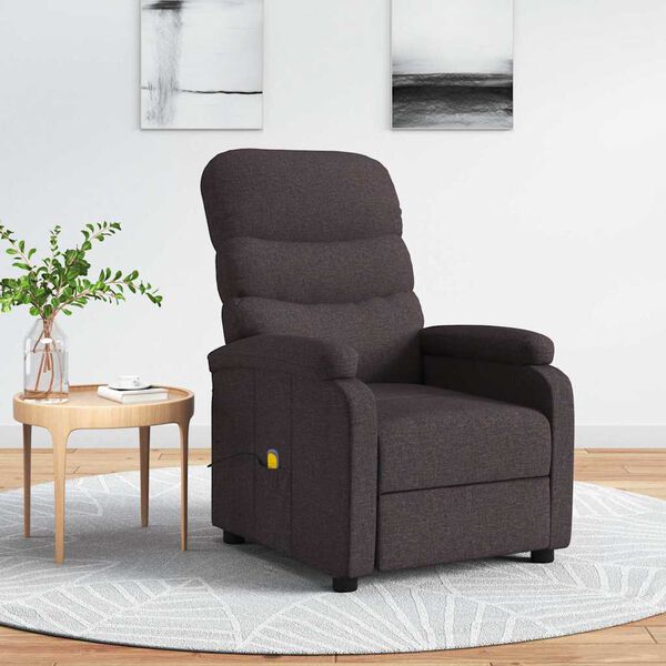 vidaXL Fauteuil de massage Marron fonc&eacute; Tissu