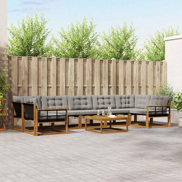 vidaXL Ensemble de canap&eacute;s d'ext&eacute;rieur 8 pcs Gris Naturel et Clair