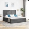 vidaXL Lit de Rangement Gris fonc&eacute; 200 x 200 cm Cuir synth&eacute;tique