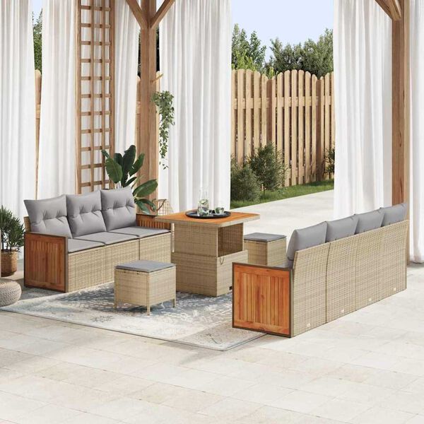 vidaXL Ensemble de canap&eacute; de jardin 10 pcs Beige et Gris clair