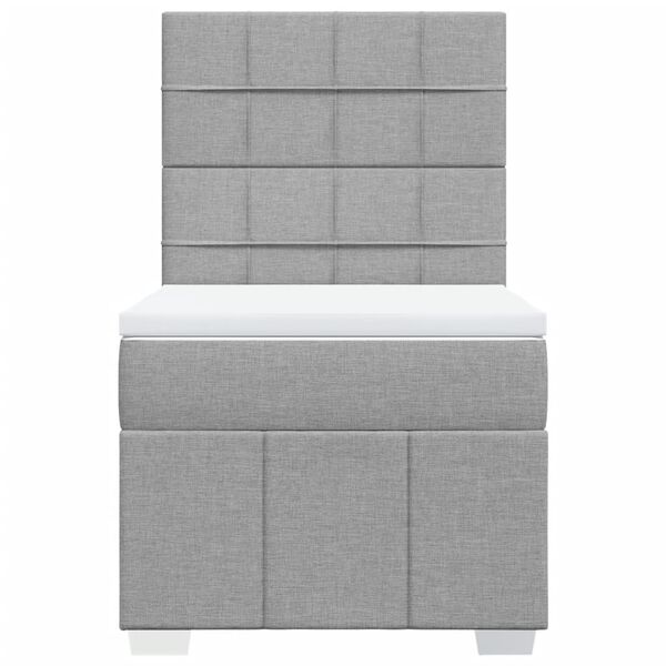 vidaXL Sommier &agrave; lattes de lit et matelas Gris clair 90x190 cm Tissu