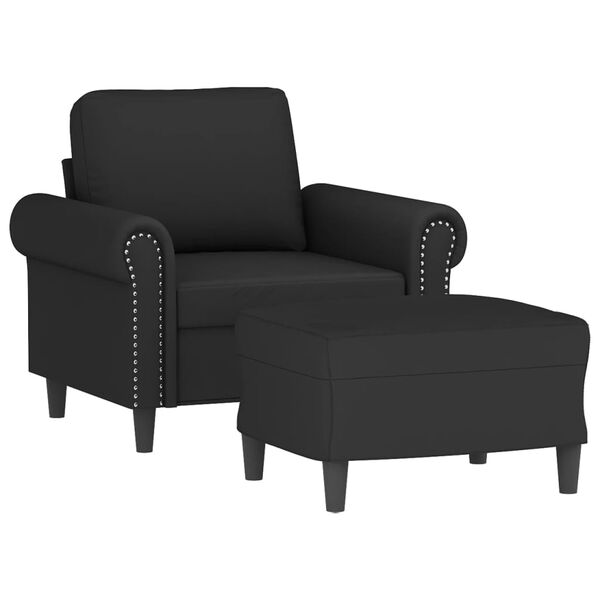 vidaXL Fauteuil avec repose-pied Noir 60 cm Velours