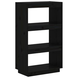 vidaXL Biblioth&egrave;que/S&eacute;parateur de pi&egrave;ce Noir 60x35x103 cm Pin massif